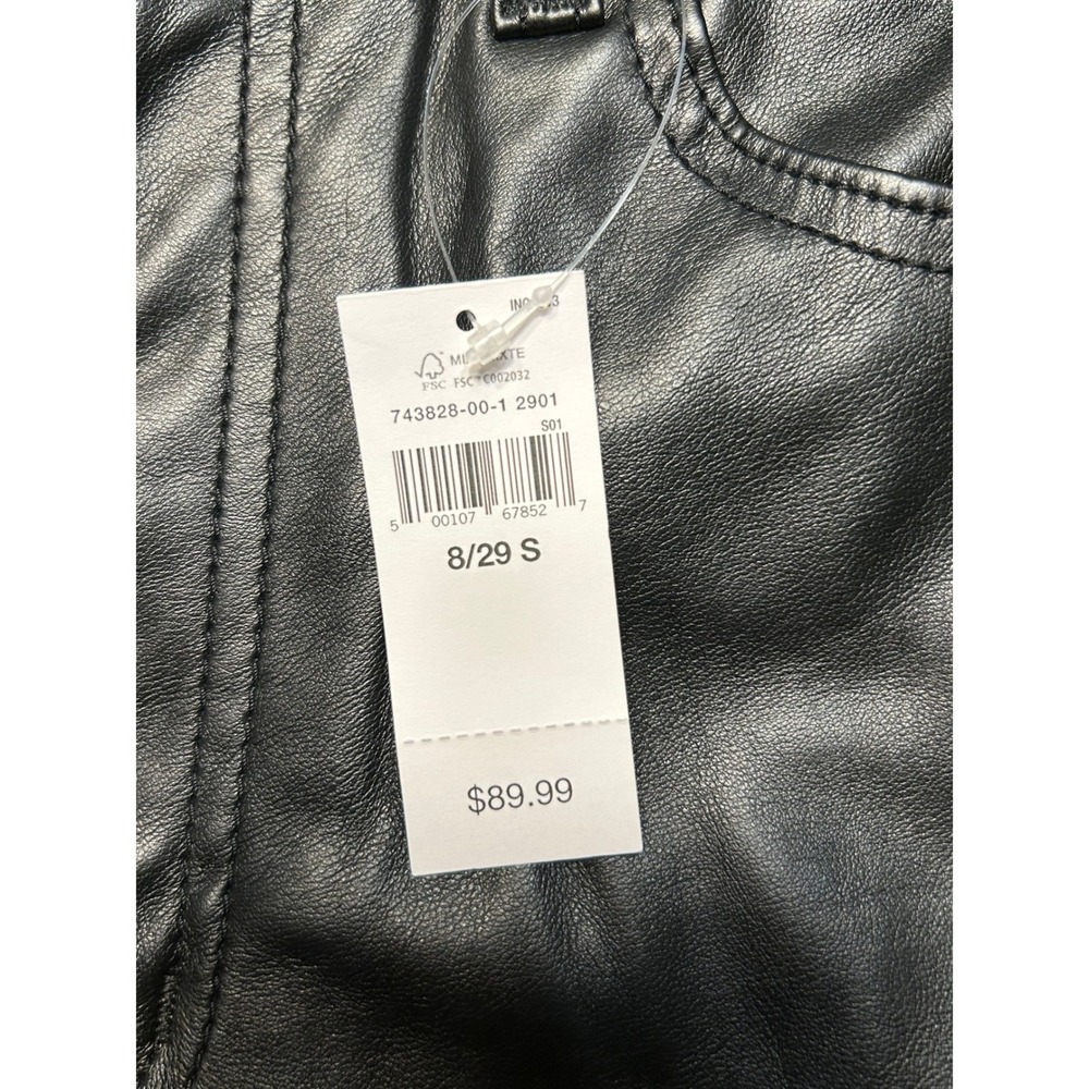 Gap High Rise Vintage Slim Faux Leather Pants Black Womens Edgy Quiet Luxury - Picture 7 of 11